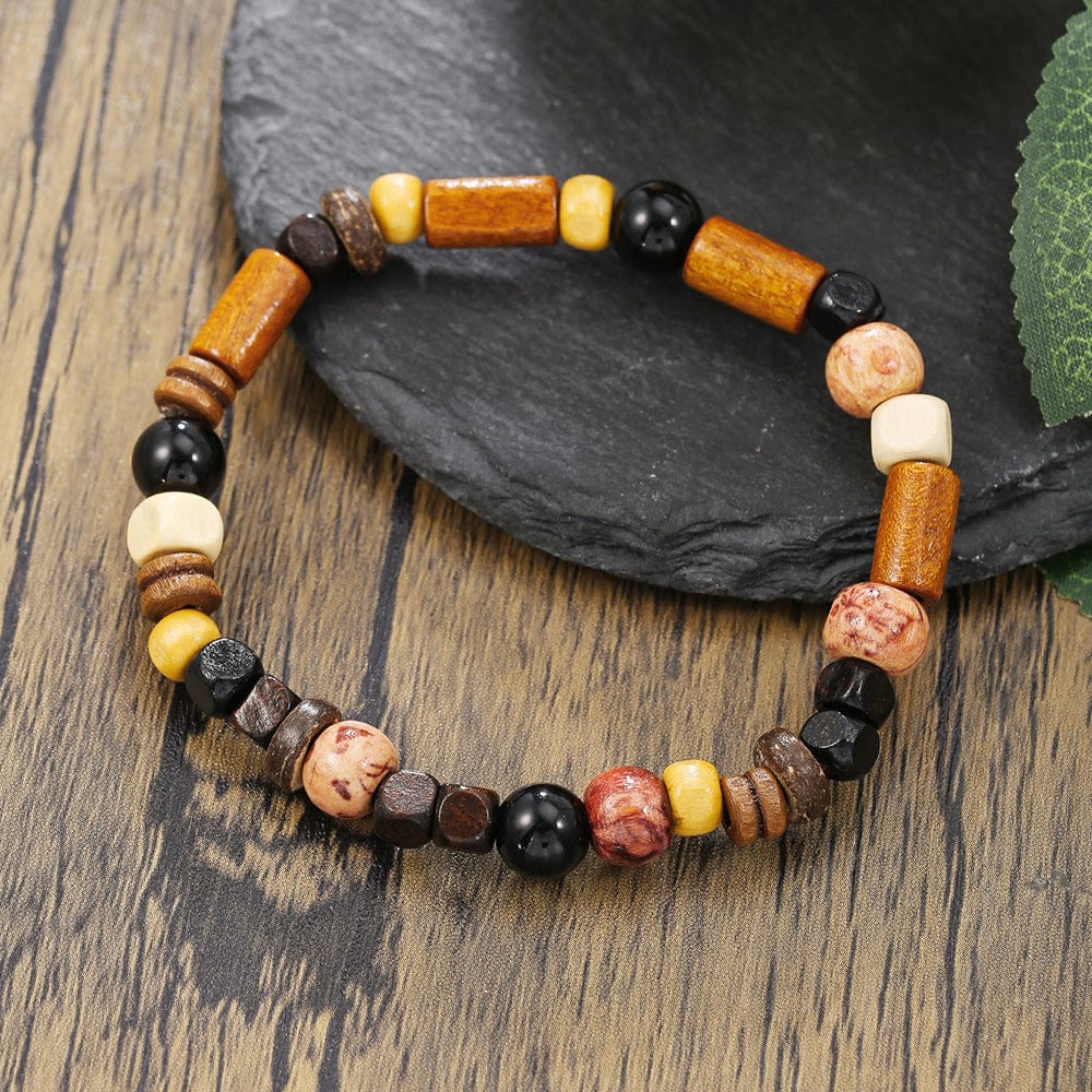 Simple Turquoise Wooden Bead Bracelet - ZJ13820 - electronic accessories