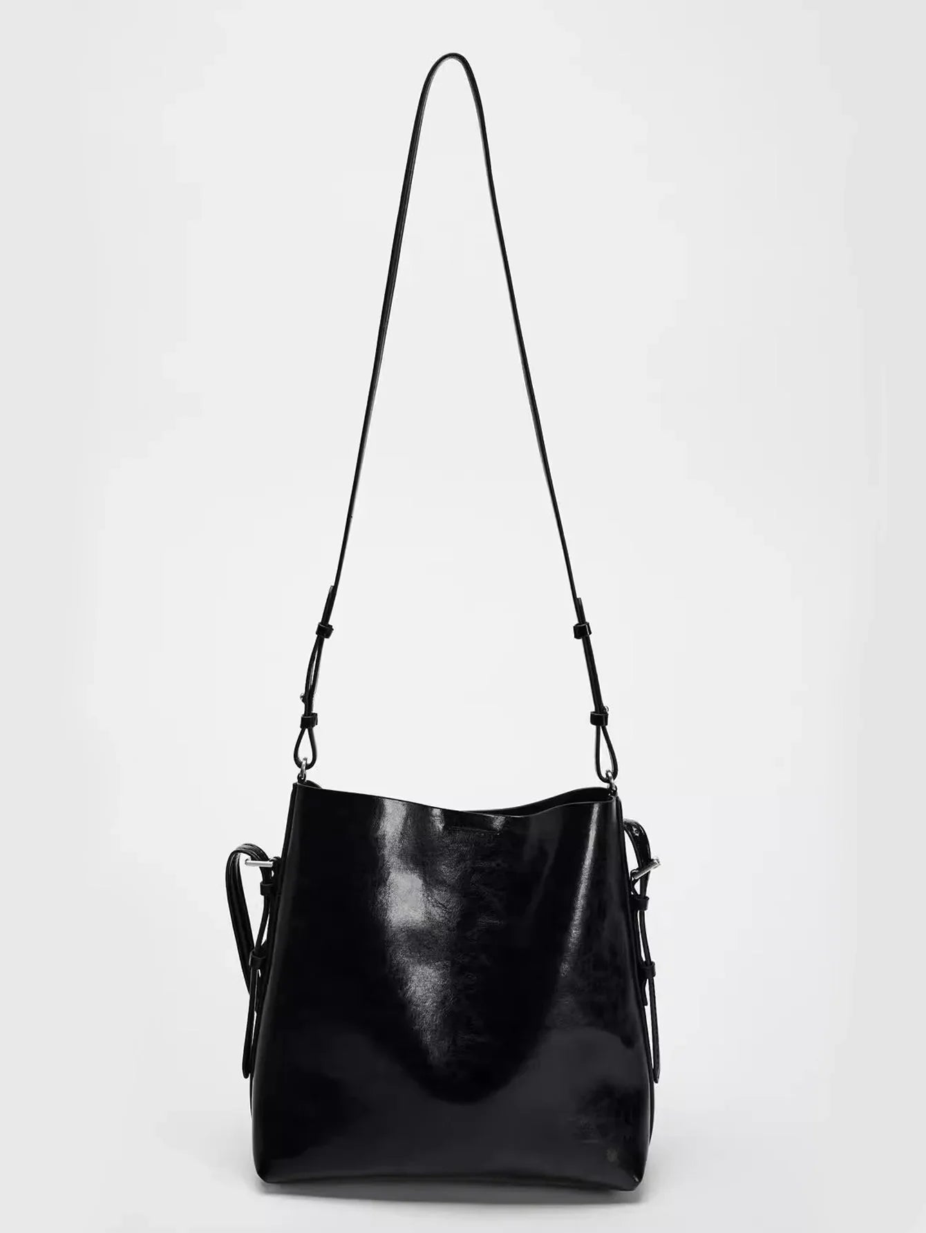 Simple Women’s Bag Black Double Strap Single Shoulder Atmospheric Handheld Crossbody Bucket - black / S