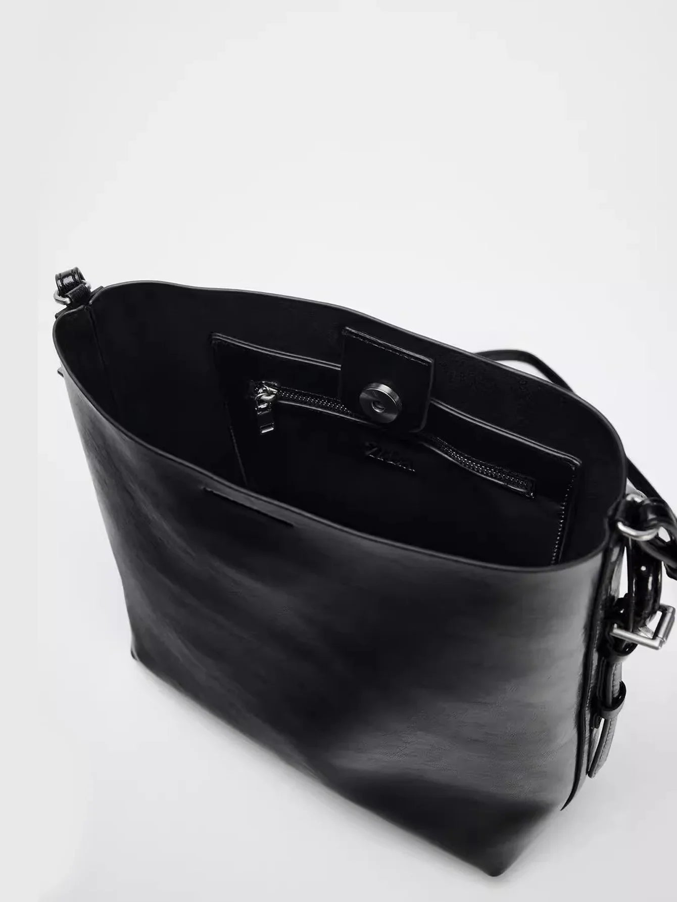 Simple Women’s Bag Black Double Strap Single Shoulder Atmospheric Handheld Crossbody Bucket - black / S