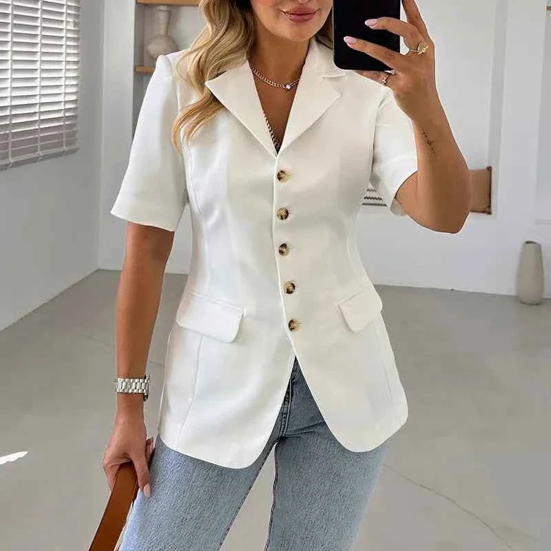 Single Breasted Short Sleeves Suit Jacket Woman