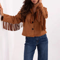 Single Breasted Tassel Women Jackets Vintage - 04 Brown / S