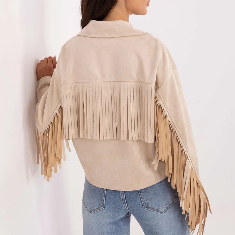 Single Breasted Tassel Women Jackets Vintage