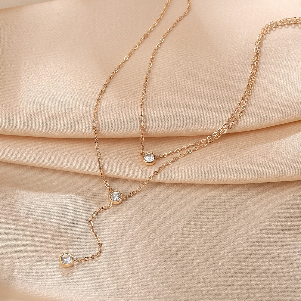 Single Diamond Zircon Tassel Titanium Steel Necklace For Women - electronic accessories