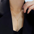 Single Diamond Zircon Tassel Titanium Steel Necklace For Women - Gold - electronic accessories
