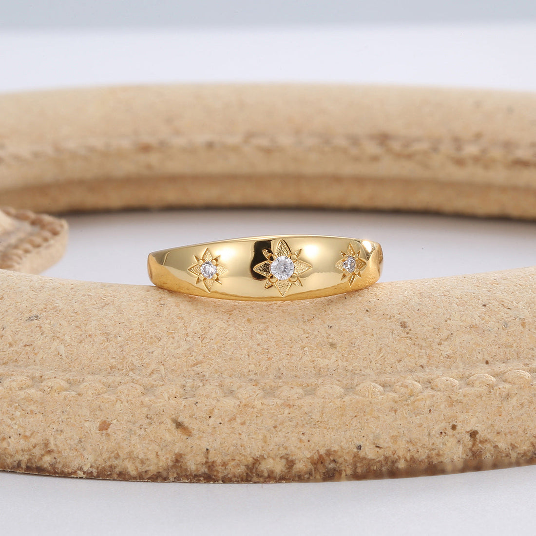 Six-pointed Star Zircon Ring Female - electronic accessories