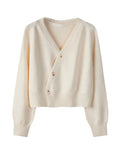 Skew Button Cardigan V-neck Sweater Women Knitted Long - Beige / One Size - Other