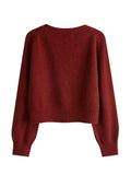 Skew Button Cardigan V-neck Sweater Women Knitted Long - Other