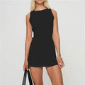 Sleeveless Bodycon Short Dress Women - black / L