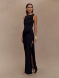 Sleeveless Pleated Bodycon Elegant Backless Maxi Dress Women