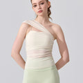 Sleeveless Slimming Top Single Shoulder Straps Women Yoga Mesh Tank