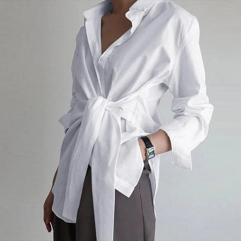Slim Button White Shirt Women - WHITE / S