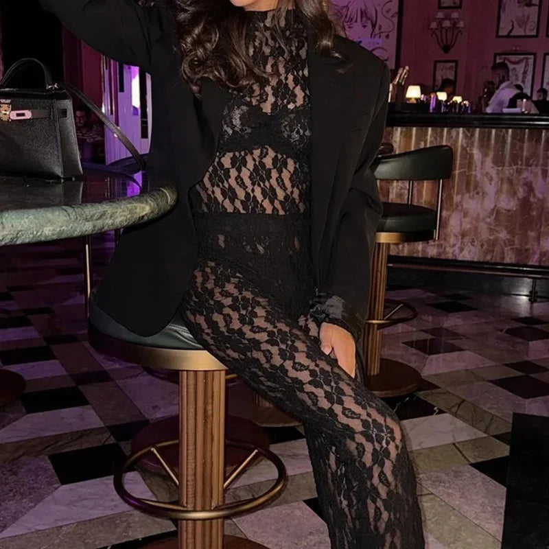 Slim-fit Lace Jumpsuit Tops & Pants Set