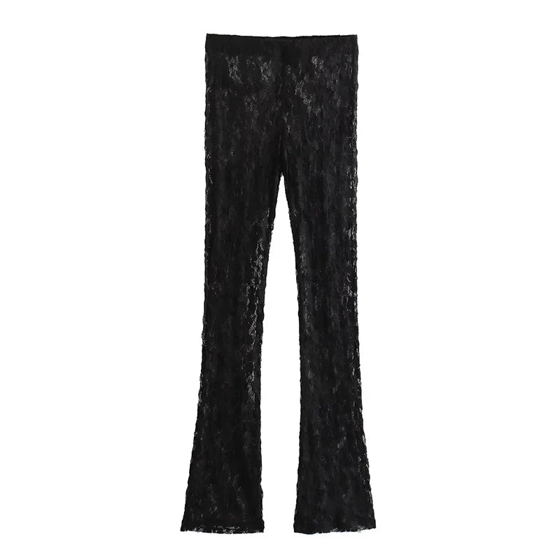 Slim-fit Lace Jumpsuit Tops & Pants Set - M