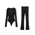 Slim-fit Lace Jumpsuit Tops & Pants Set - One / XS