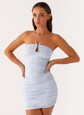 Slim-fit Pleated Solid Color Sheath Jumpsuit Skirt - Light Blue / L - electronic accessories