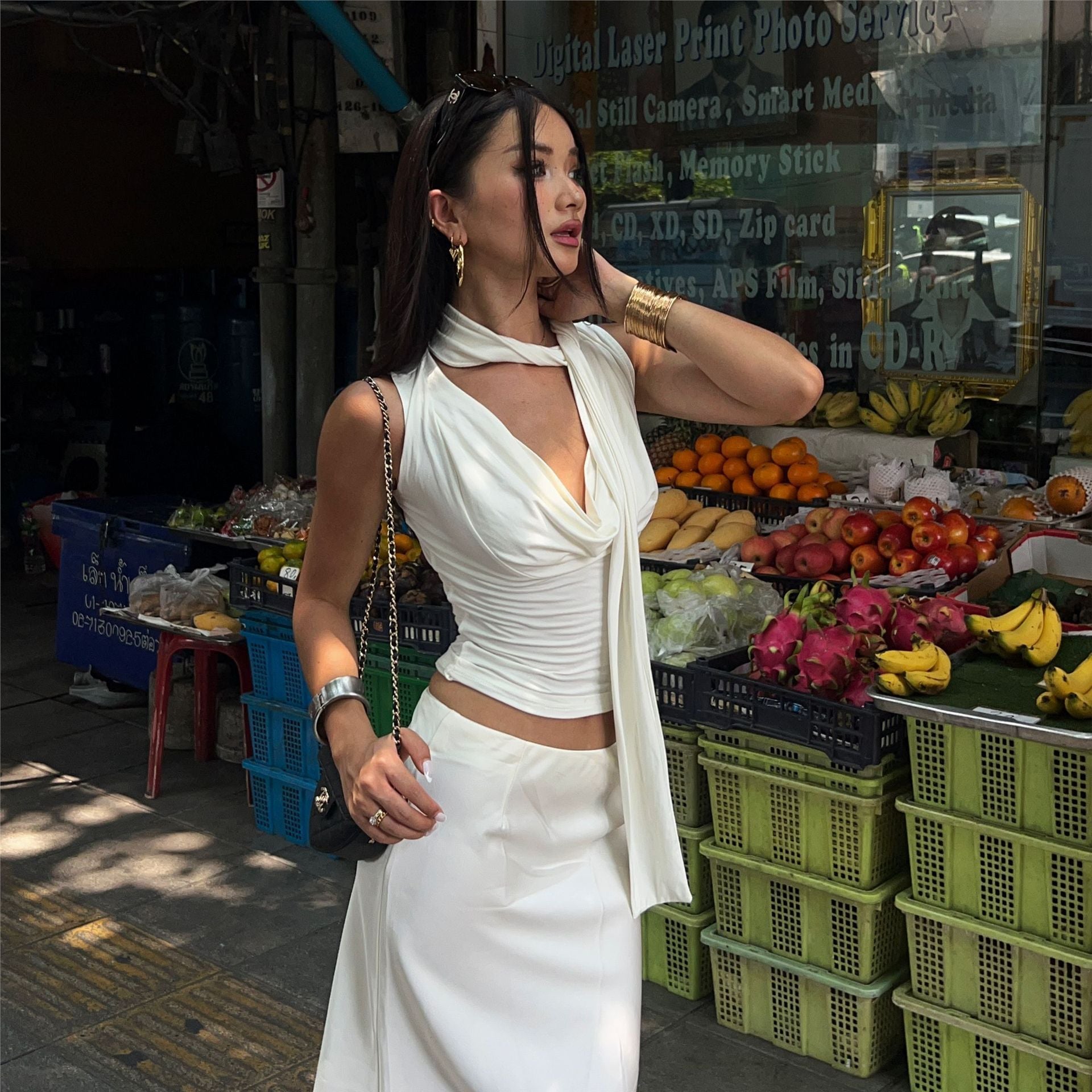 Slim Fit Slimming Swing Collar Design Blouse - Other