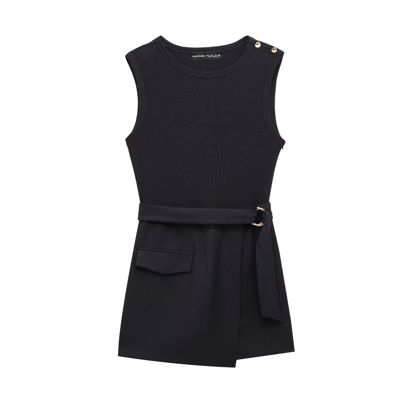 Slim Fit With Belt Stitching One-piece Culotte - Other