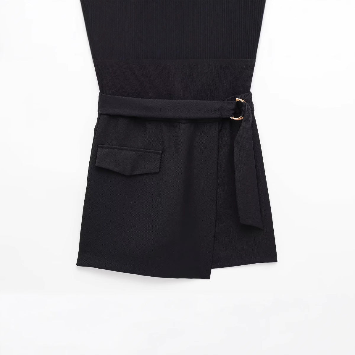 Slim Fit With Belt Stitching One-piece Culotte - Other