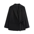 Slim Suit Jacket Asymmetrical Design Lace-up - S / black - Other