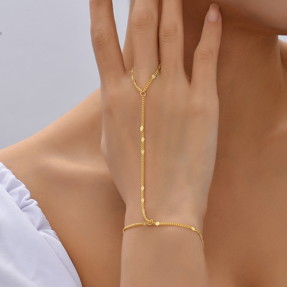 Small Beads Wafer Chain Ring Mitten-type Bracelet - electronic accessories