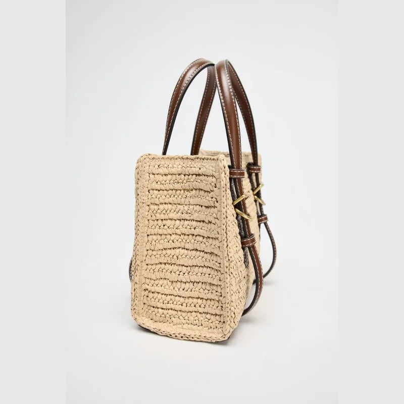 Small Crossbody Women’s Straw Handbag - APRICOT