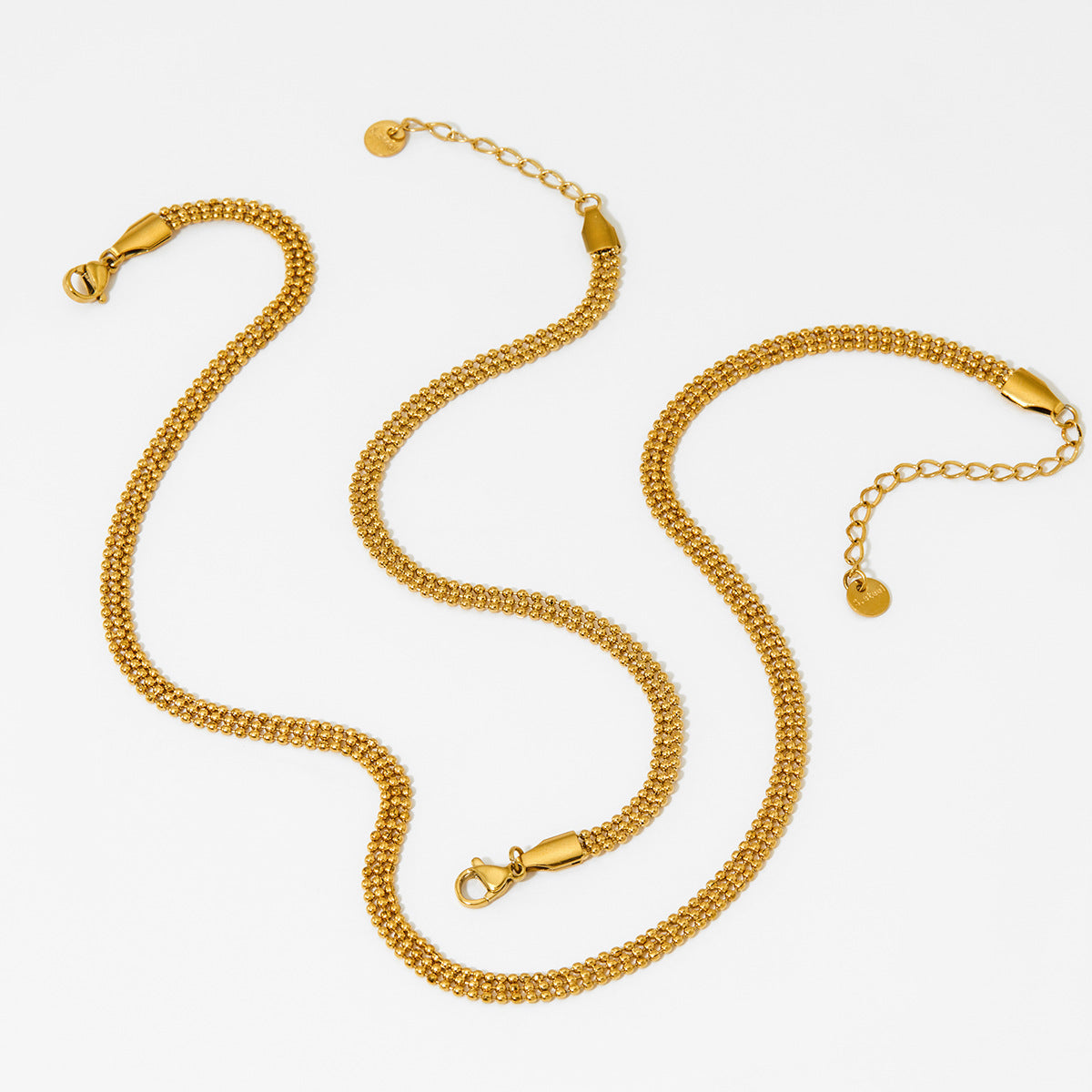 Small Round Bead Chain Necklace Bracelet Set - electronic accessories