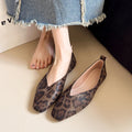 Snake Pattern Leather Woman Square Toe Shallow Ballet Flats
