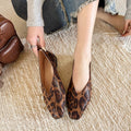 Snake Pattern Leather Woman Square Toe Shallow Ballet Flats