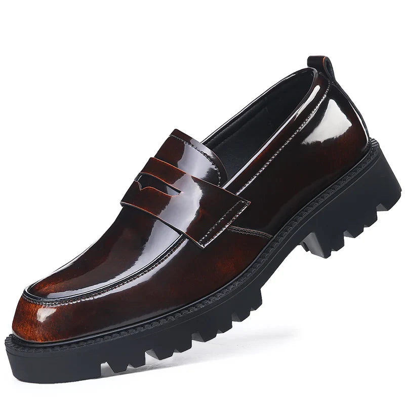 Soft Leather Breathable Loafers - Brown / 44