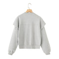 Solid Color Pleated Heavy Fabric Round Neck Long Sleeve Sweater - Other
