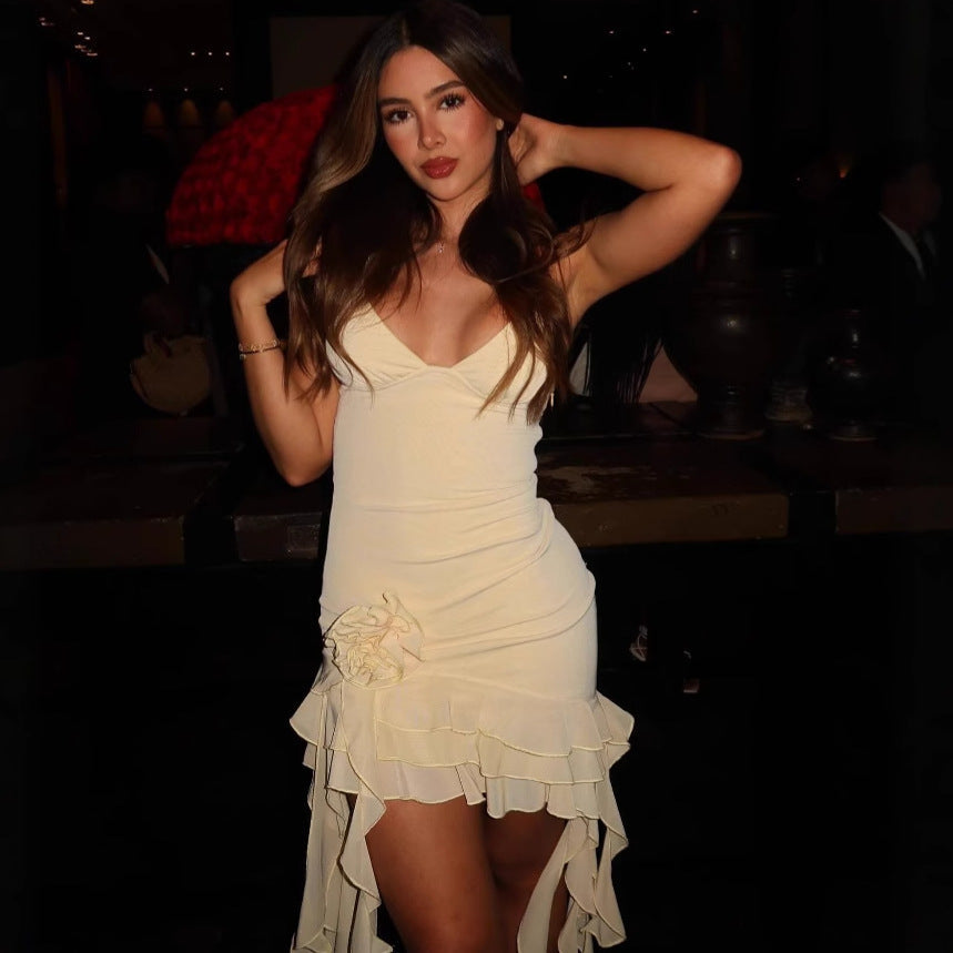 Solid Color Three-dimensional Flower Suspender Skirt - electronic accessories