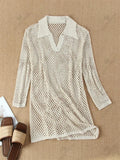 Solid Colour Beach Knit Mini Dress Women’s Summer Hollow - Other
