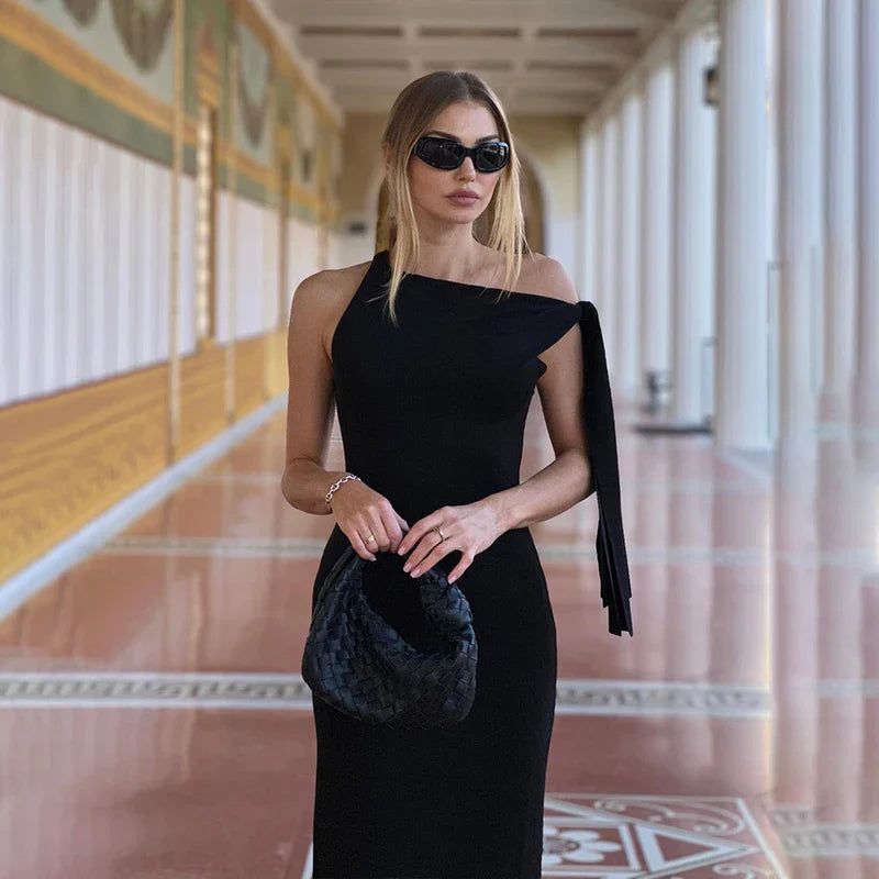 Solid O-Neck Sleeveless Dress Summer Slim Fit Piece - Other