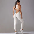Sports Jumpsuit Backless Scrunch Sporty Bodysuits - Off-white / S