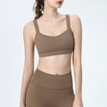 Sports Underwear Breathable Fixed Chest Pad Fitness Bra - coffee / S / 34|CHINA