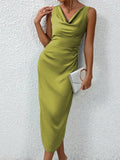 Spring And Summer Silk Dress - Yellow Green / L - electronic accessories