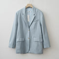 Spring / Summer Women Fashion Linen Basic Jacket - Blue / XL / CHINA