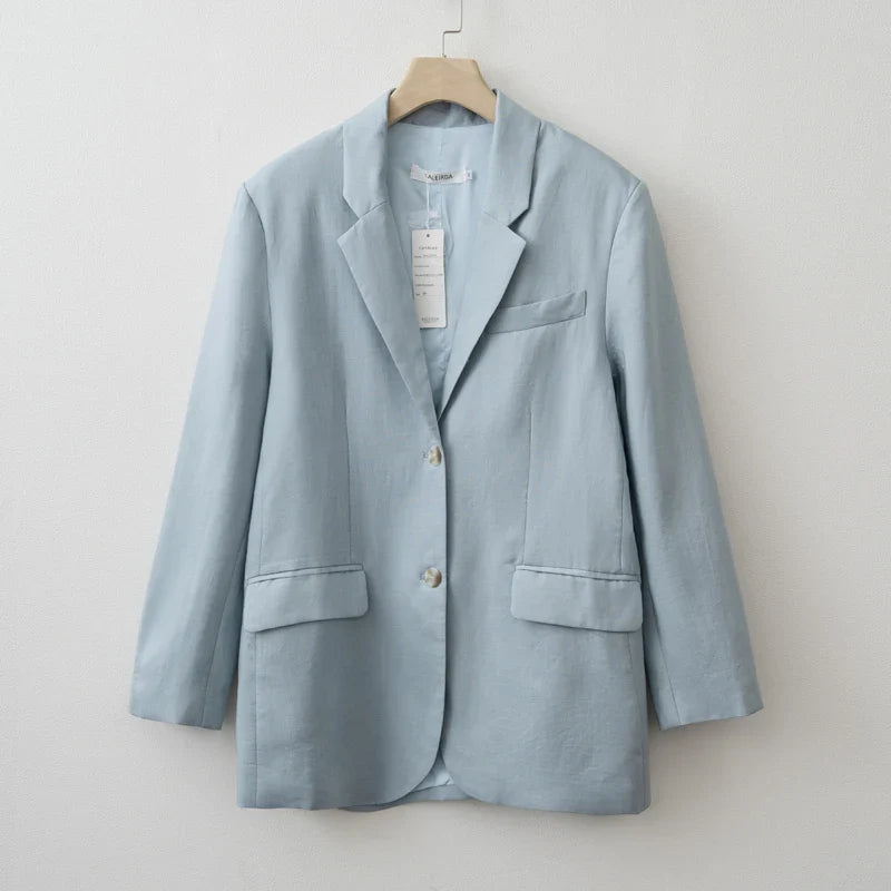 Spring / Summer Women Fashion Linen Basic Jacket - Blue / XL / CHINA