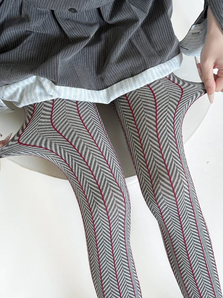 Spring Women’s Tights Striped Patchwork