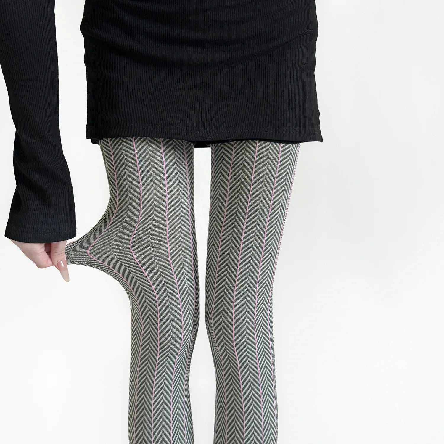 Spring Women’s Tights Striped Patchwork - Green / One Size