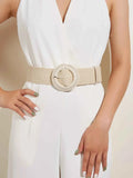 Square Buckle Rubber Band Waist Belt