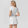 Square Neck Short Sleeve A-line Dress for Women
