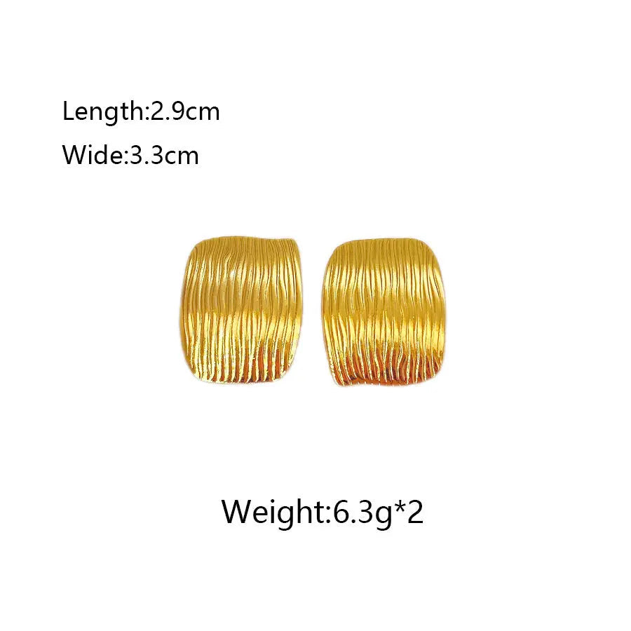 Square Striped Stainless Steel Earrings - KU09 - electronic accessories