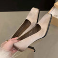 Square Toe Satin Pumps Women