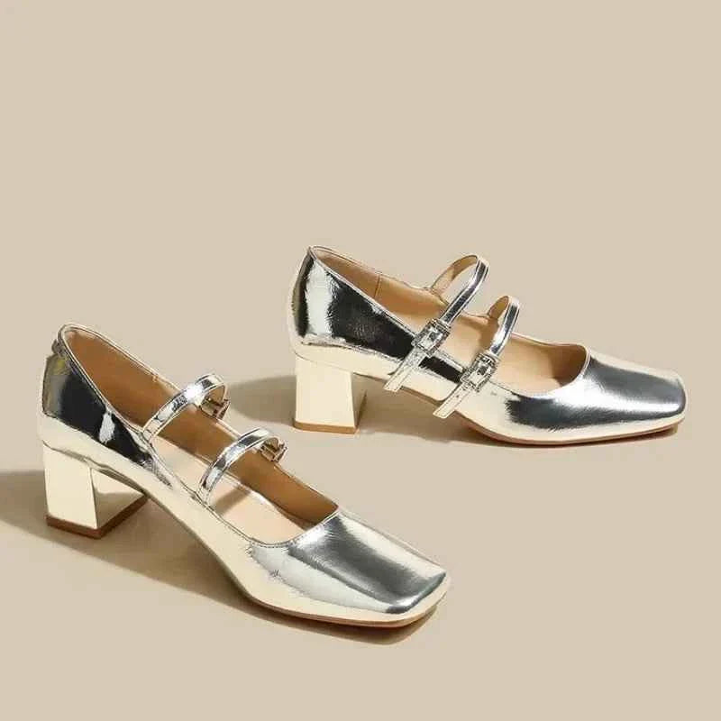 Square Toe Solid PU Women's High Heels