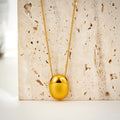 Stainless Steel 18K Golden Balls Light Luxury Necklace - Oval Pendant - electronic accessories