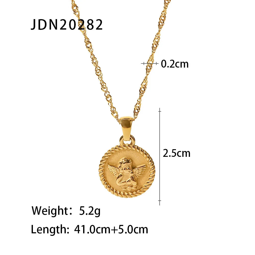 Stainless Steel Angel Pendant Necklace - JDN20282