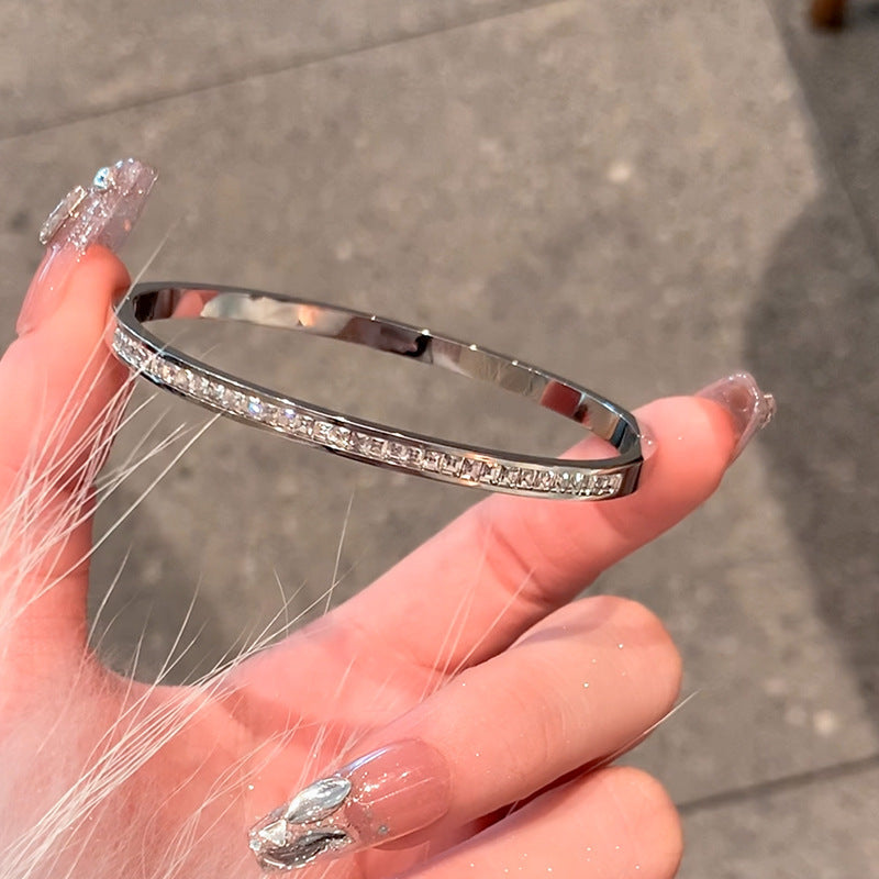 Stainless Steel Bracelet Women’s Hand Jewelry High-grade Full Diamond - electronic accessories