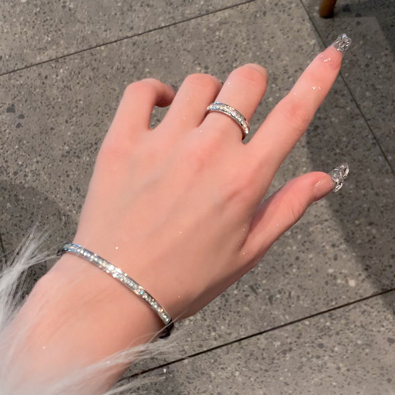 Stainless Steel Bracelet Women’s Hand Jewelry High-grade Full Diamond - Silver - electronic accessories