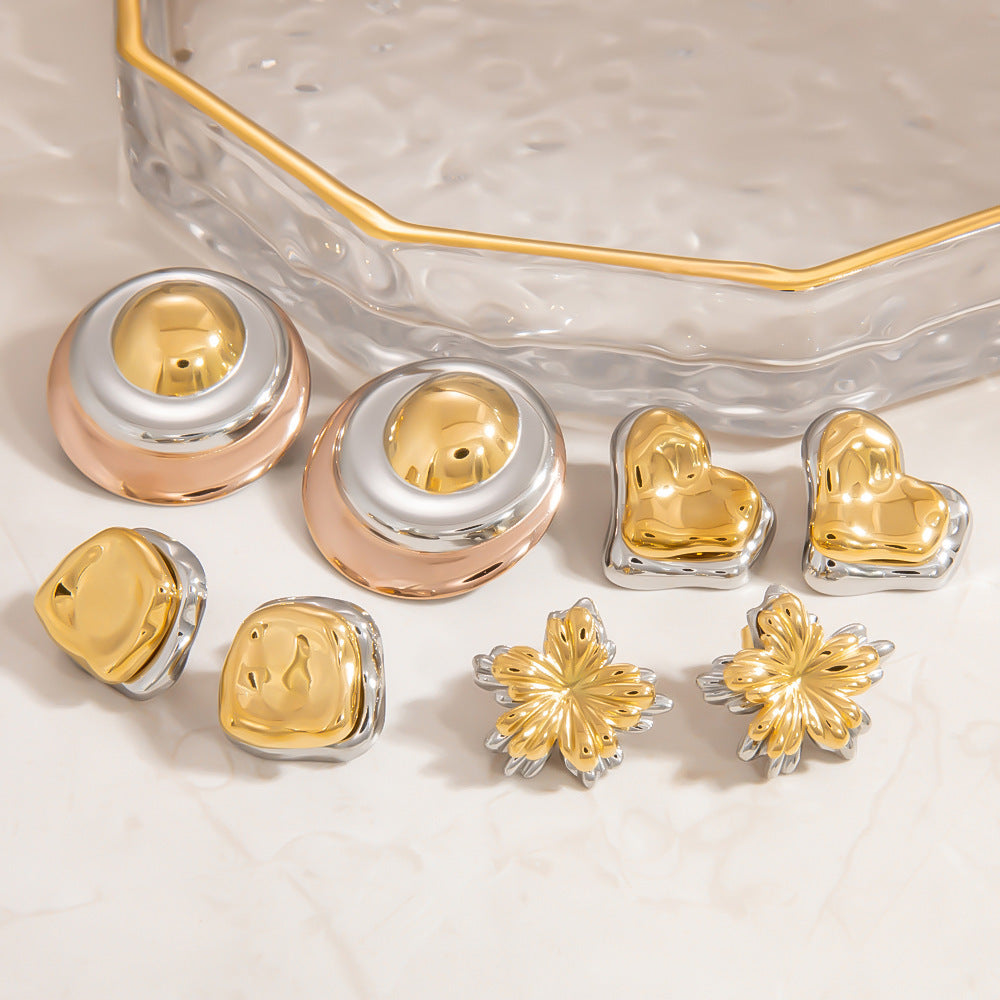 Stainless Steel Butterfly Two-color Three-color Ear Studs - electronic accessories